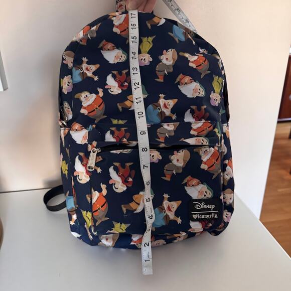 Disney Loungefly Seven Dwarfs Snow White Navy Blue Nylon Backpack  EUC - Picture 5 of 6